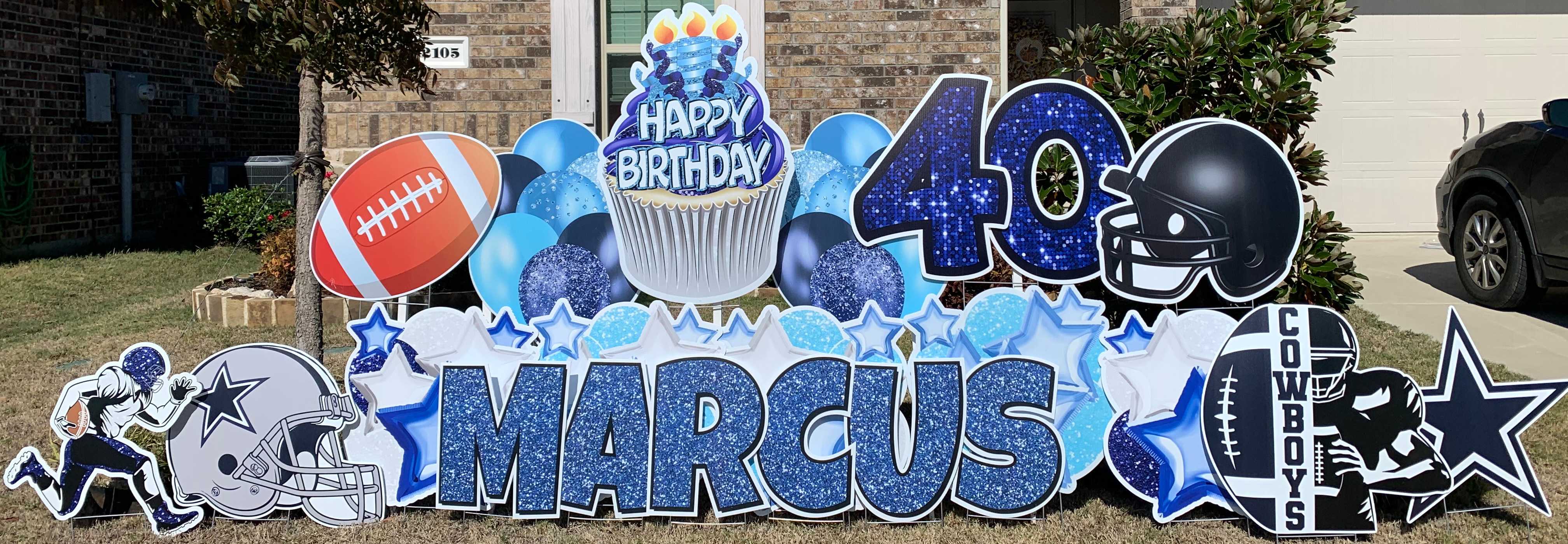 Yard card sign happy birthday marcus 40 