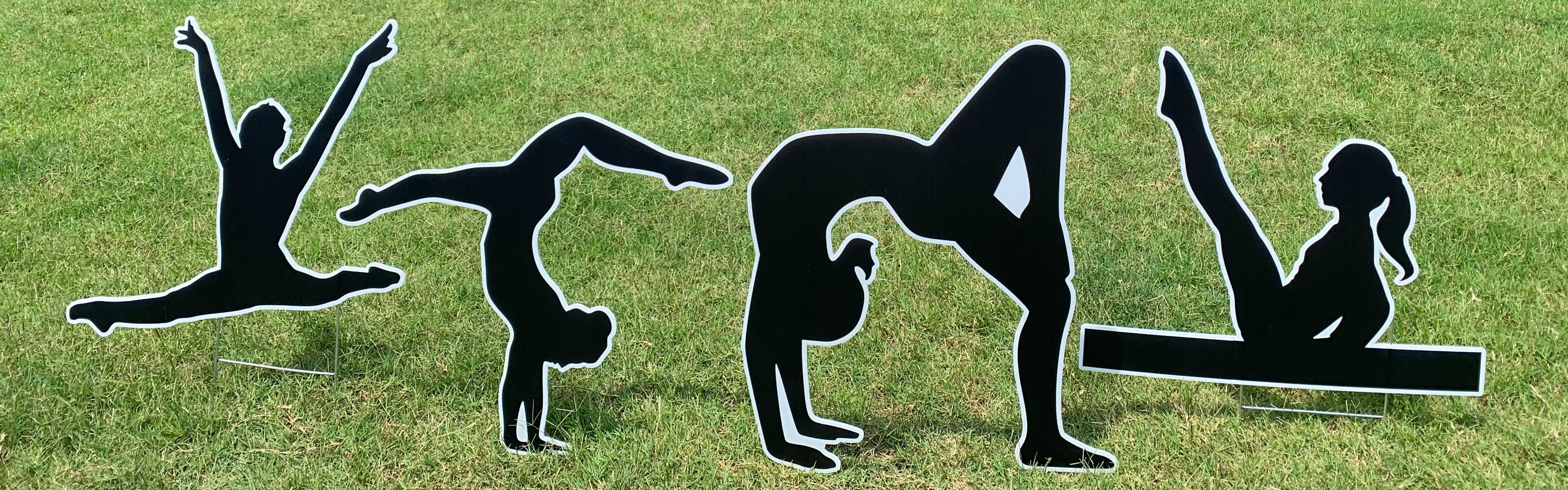 Yard card sign collection silhouette gymnastics 