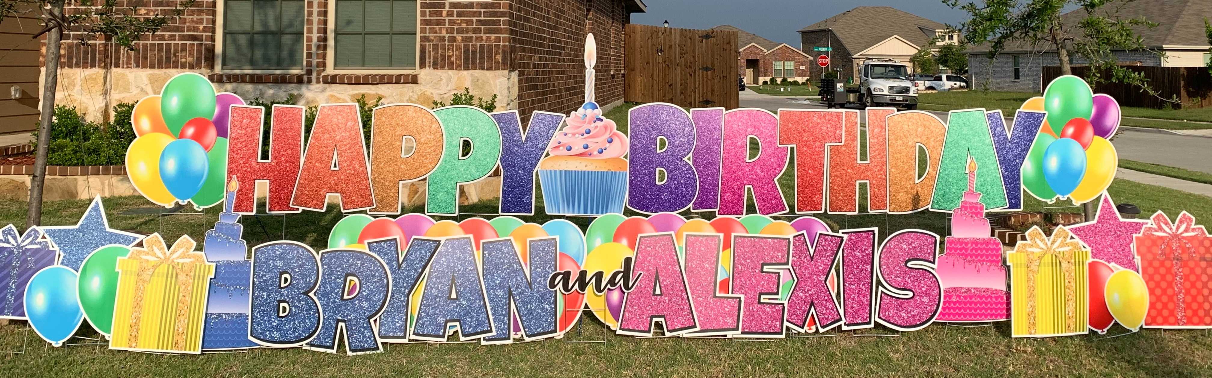 Yard card sign happy birthday cupcake 