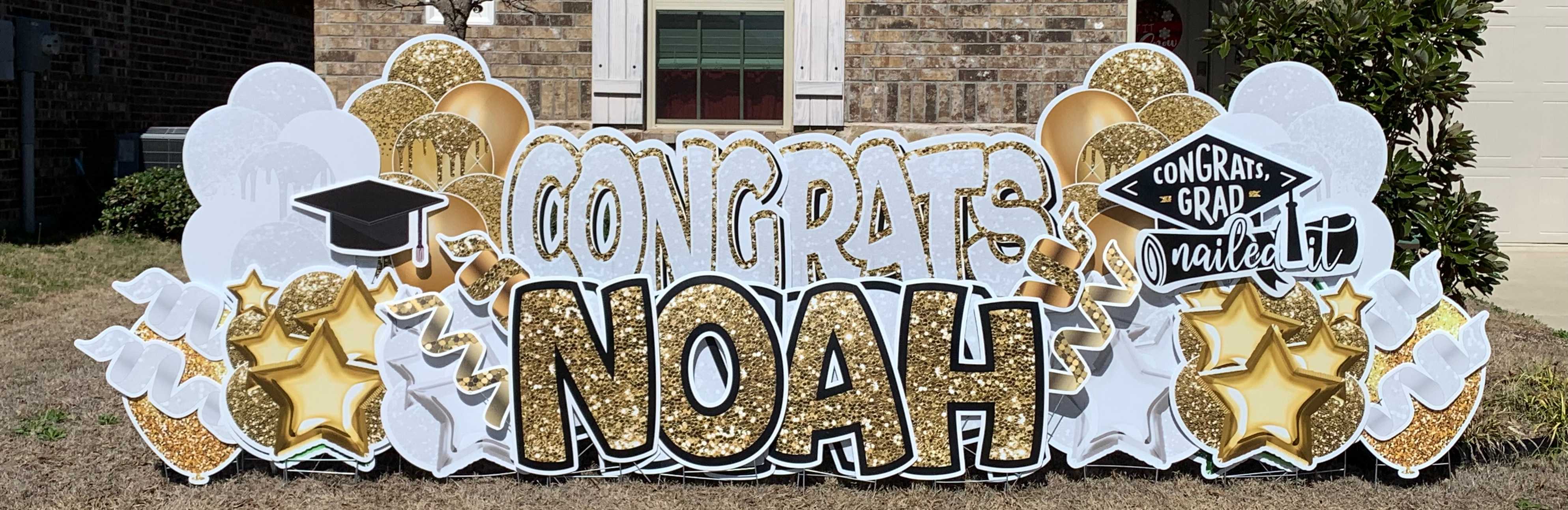 Yard card sign graduation congratulations noah gold 