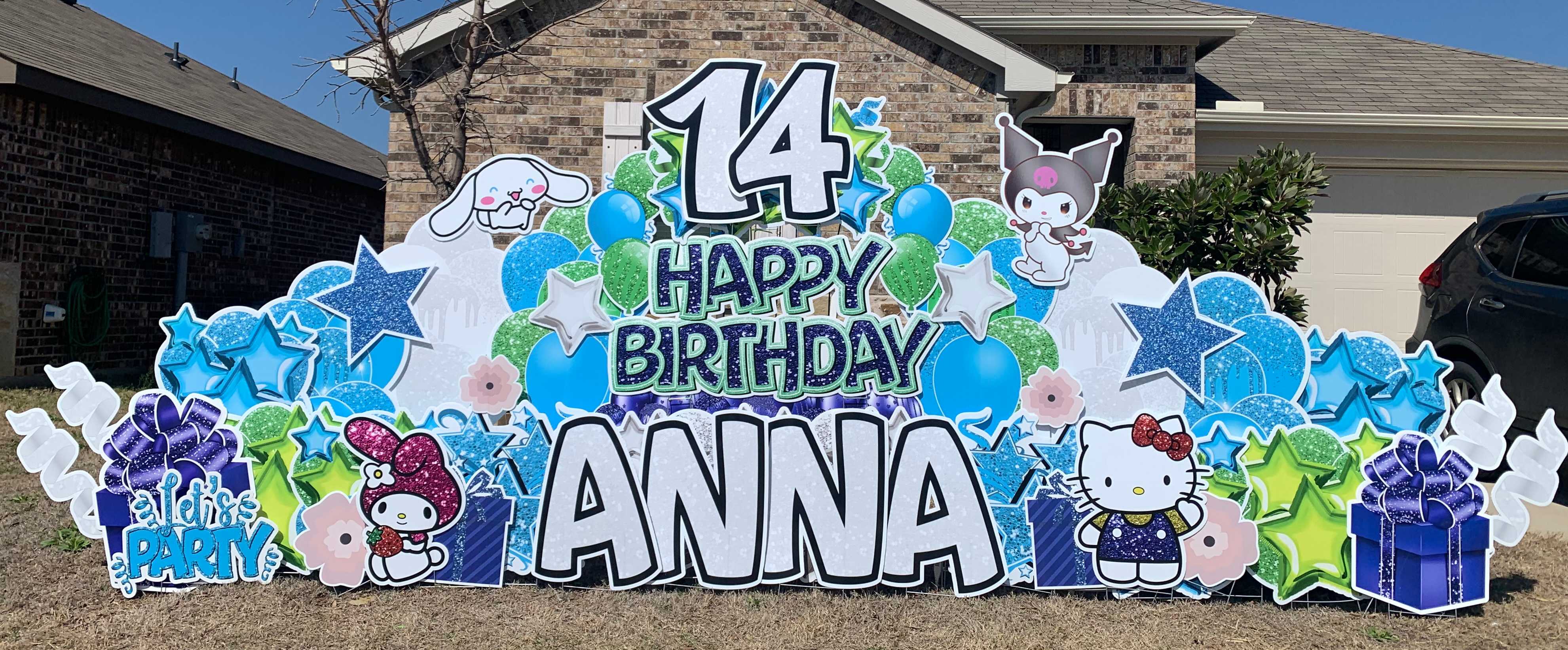 Yard card sign happy birthday anna 
