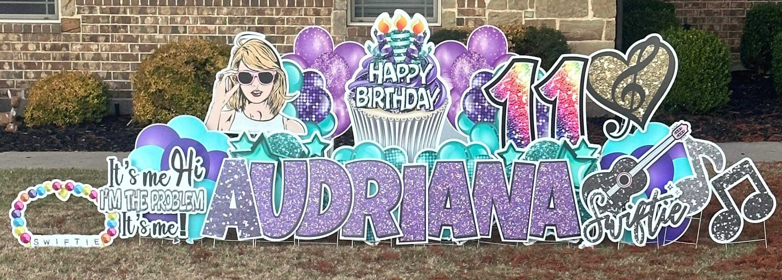 Yard card sign happy birthday audriana 