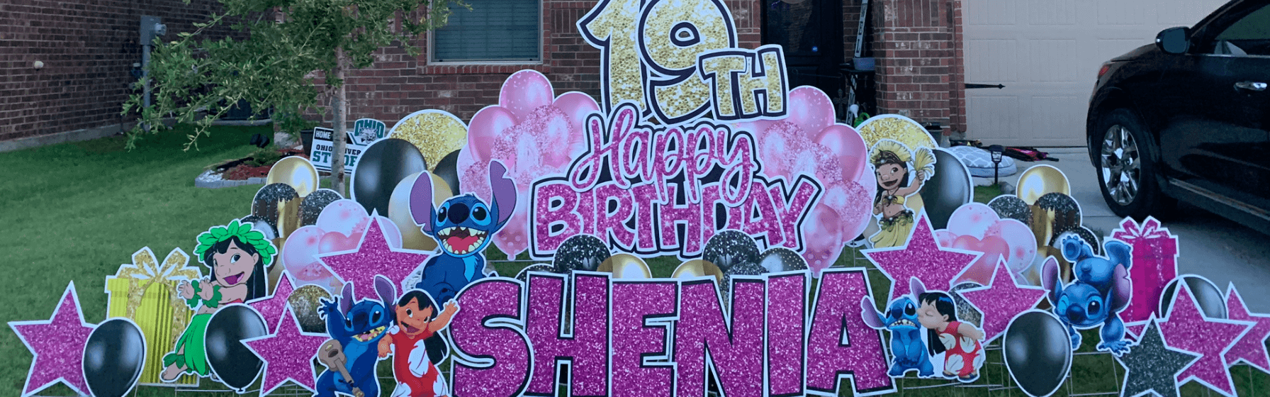 Yard card sign happy birthday shenia 