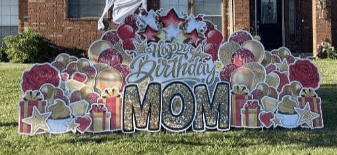 Yard card sign happy birthday mom 