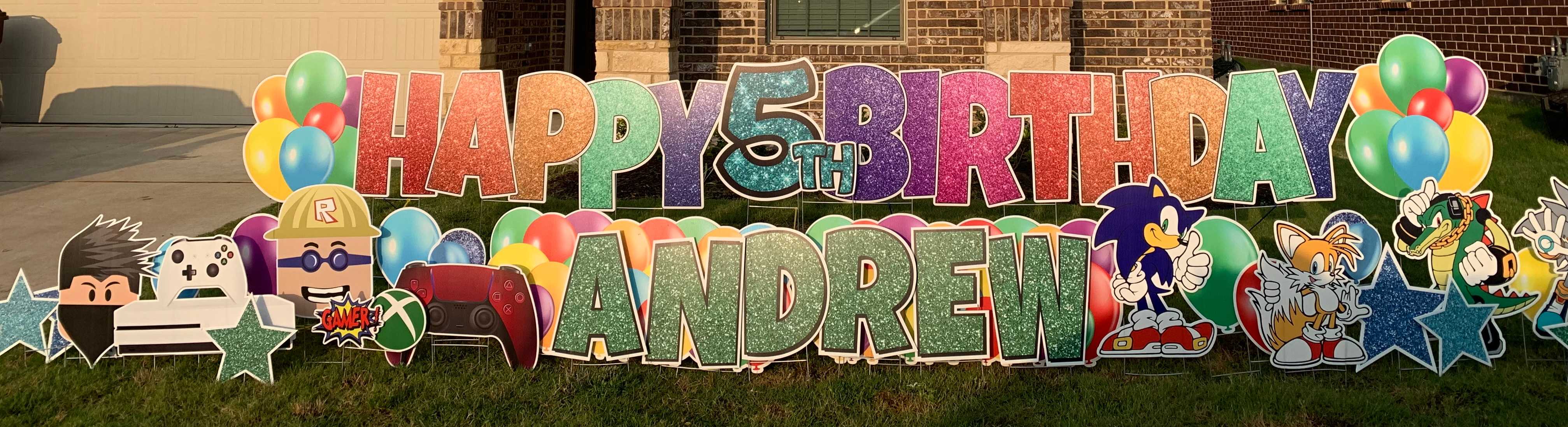 Yard card sign happy birthday andrew 