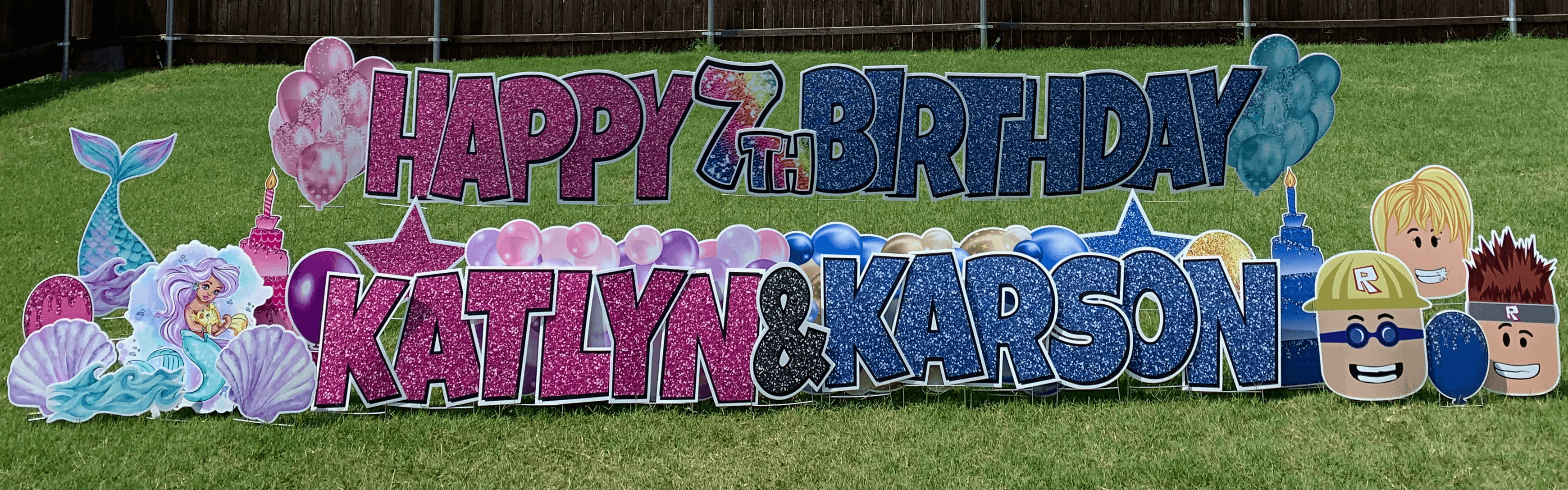 Yard card sign happy birthday twinskatlynkarson 